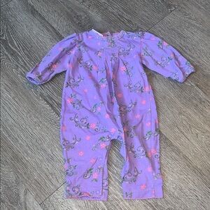 Vintage small steps 3 to 6 months Purple Floral Baby Romper long sleeve